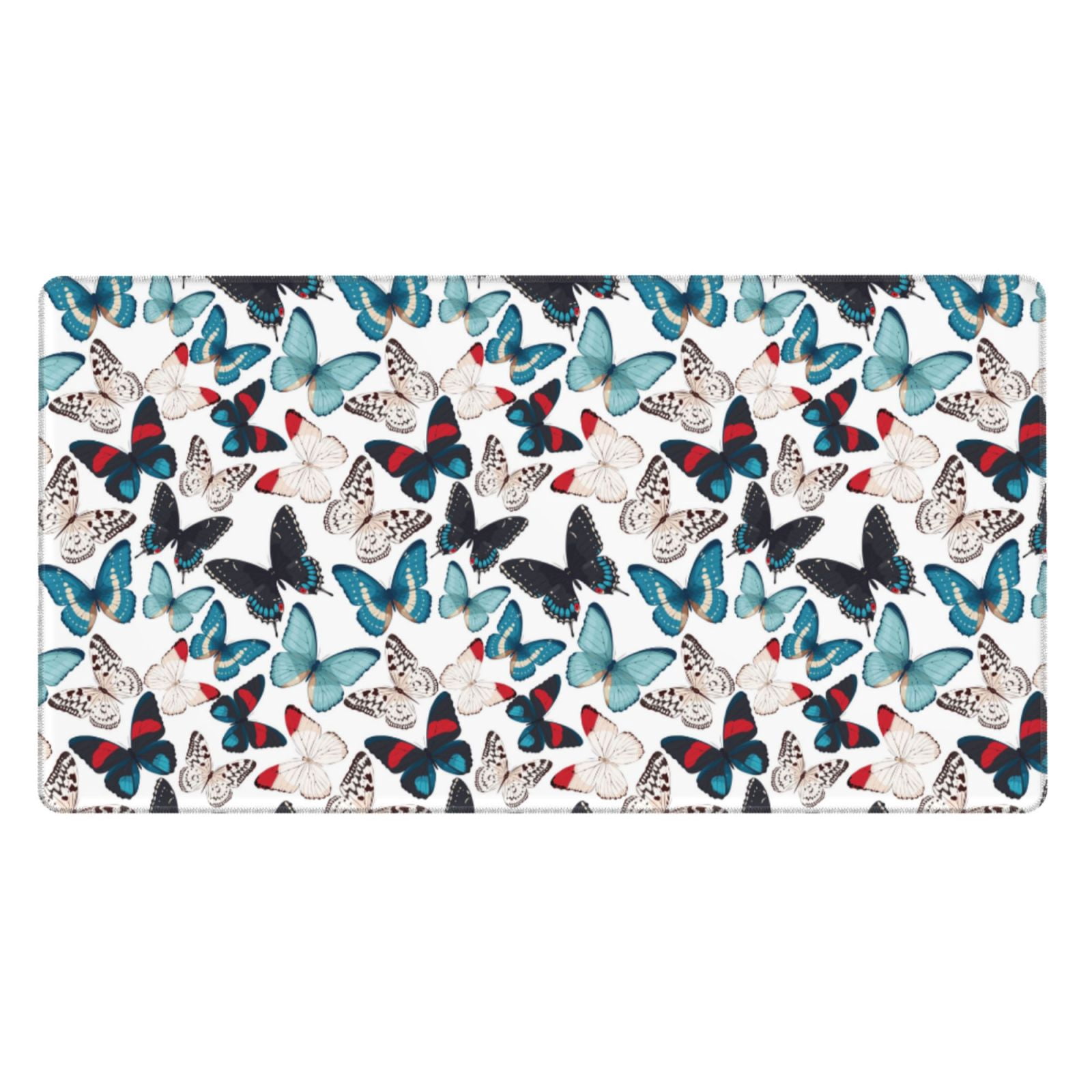 Naloa Butterfly Gaming Mouse Pad Large Mouse Mat Long Extended Desk Pad Non-Slip Rubber Mice Pads Stitched Edges Thin Pad (16x29.5 Inch)