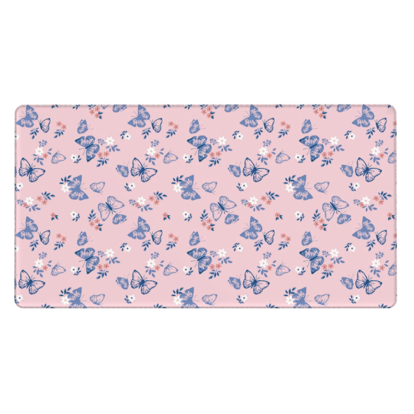 Naloa Butterfly Gaming Mouse Pad Large Mouse Mat Long Extended Desk Pad Non-Slip Rubber Mice Pads Stitched Edges Thin Pad (16x29.5 Inch)
