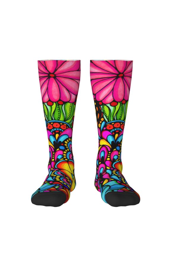 Butterfly Garden Knee Socks, High Socks Long Stretchy Sock Women Knee High Stocking, Long Socks for Women