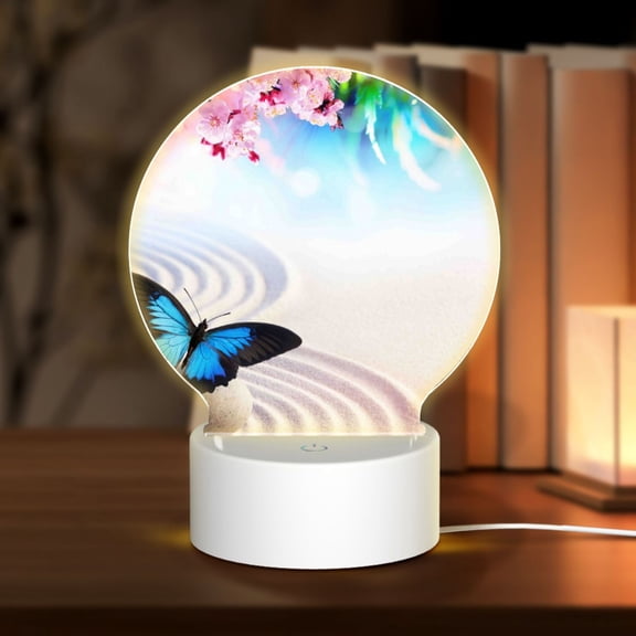 Naloa Butterfly In Blossoms Zen Acrylic LED Night Light Custom LED Lights Personalized Nightlight Customized Gifts for Family Couples Friends