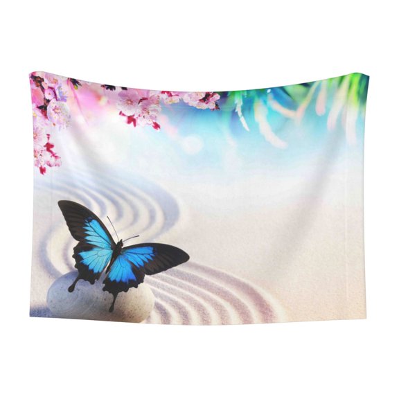 Naloa Butterfly In Blossoms Zen Dog Blanket, 3 Sizes Cat Blanket for Indoor Cats Large Medium Small Dog Gifts-Small