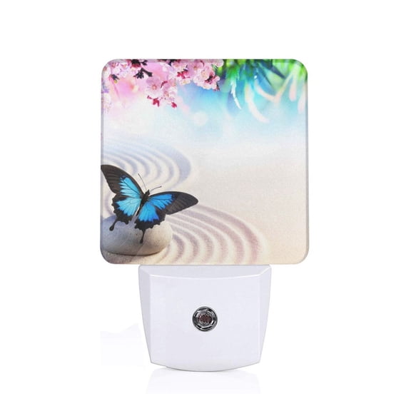 Naloa Butterfly In Blossoms Zen Night Lights Plug into Wall, Dusk to Dawn Sensor Warm White Led Night Light 0.5W, Nightlight suit for Adults, Bedroom, Bathroom, Hallway, Kitchen