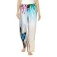 thumbnail image 1 of Naloa Butterfly In Blossoms Zen Print Women’s Ultra-Soft Comfy Pajama Lounge Pants with Pockets & Drawstring, 1 of 8