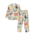 thumbnail image 1 of Naloa Butterfly Men’s Pajamas Set - Long Sleeve Button Down Sleep Shirt and Pajama Bottoms Sleepwear Set-Large, 1 of 7