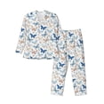 thumbnail image 1 of Naloa Butterfly Men’s Pajamas Set - Long Sleeve Button Down Sleep Shirt and Pajama Bottoms Sleepwear Set-Medium, 1 of 7