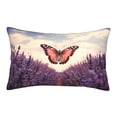 thumbnail image 1 of Naloa Butterfly Over Lavender Pillowcase, Throw Pillowcase, Wrinkle-Free, Stain-Resistant with Hidden Zipper for Bedroom Sofa-16"x24", 1 of 6