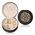 thumbnail image 1 of Naloa Butterfly Wild Insect Round Jewelry Box, Travel Jewelry Organizer, 3.9 x 3.9 x 2in Jewelry Storage Box for Women-Black, 1 of 7