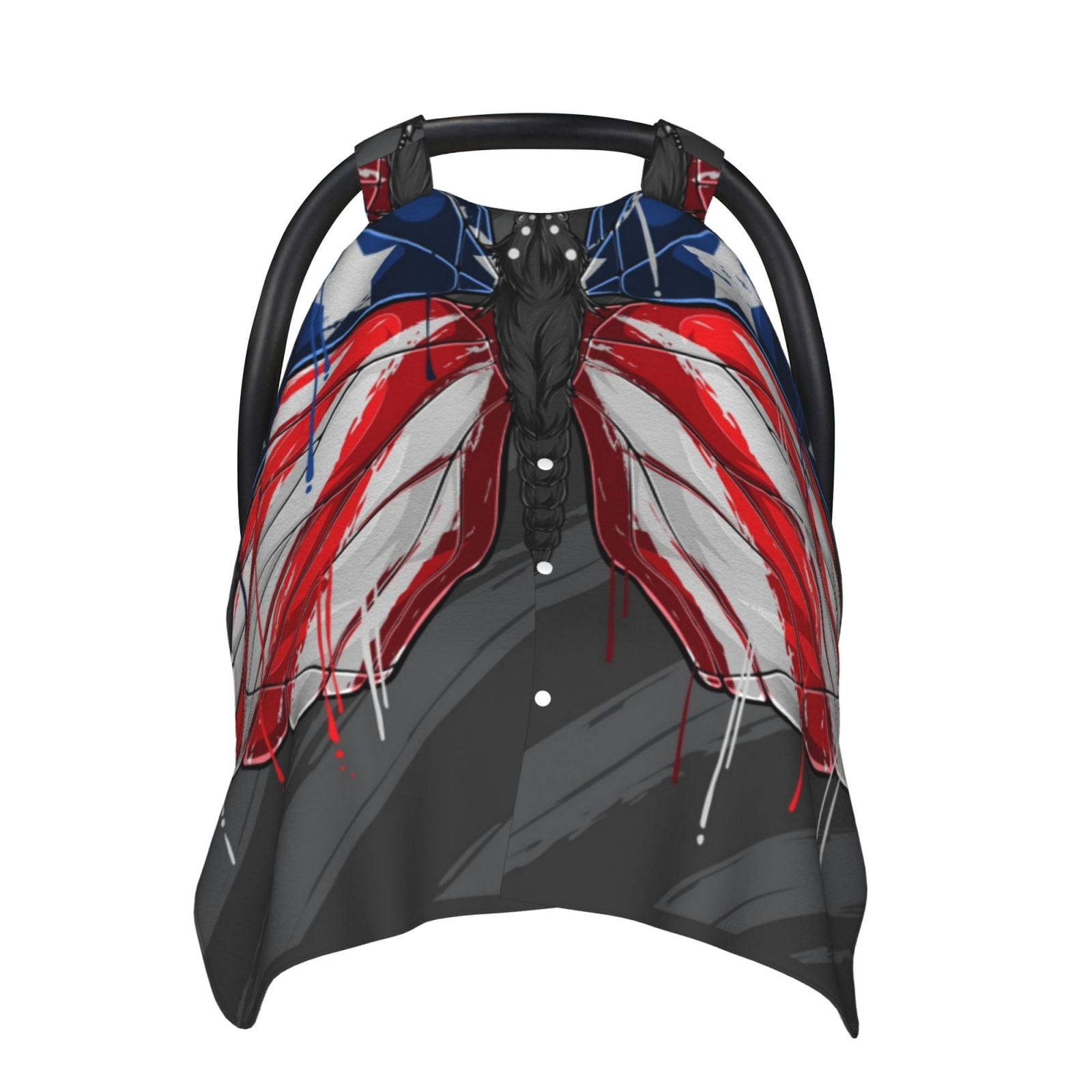 Naloa Butterfly With USA Flag Baby Car Seat Cover, Breathable Baby Carrier Cover, Multiuse Baby Carrier Cover & Nursing Breastfeeding Cover