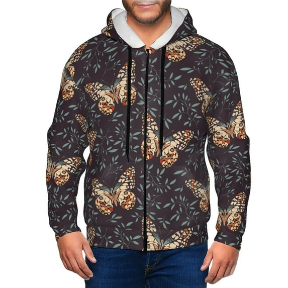 Naloa Butterfly1 Men’s Hoodies, Zip up Hoodie, Sweatshirts,Hoodies for Men Sizes S-3XL-Large