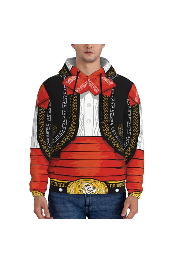 CHARRO SUIT Men's Casual Hooded Collar Drawstring Hoodies Pullover Sweatshirts Casual Long Sleeve Shirts-4X-Large