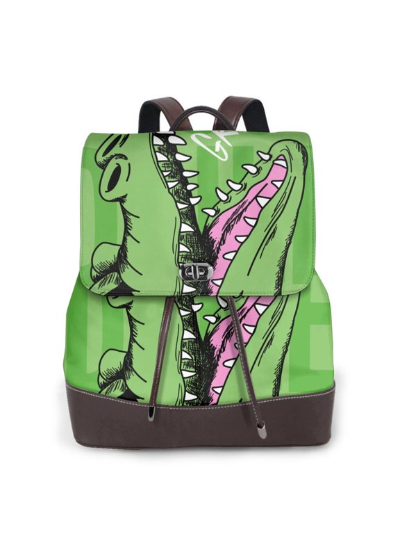 Logiee CROCODILE HEAD Print Backpack Purse for Women,Fashion Leather Backpack Purse,Women's Leather Backpack for Work College Travel
