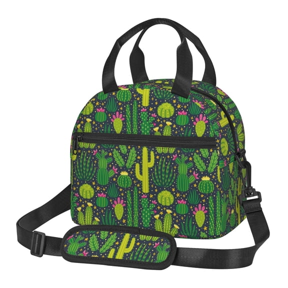 Naloa Cactus 1 Print Lunch Bag for Women & Men Insulated Lunch Box or Cooler Lunch Tote Bags for Work, Travel, Outdoor