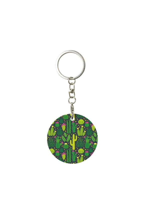 Cactus 1 Print Round Keychain Keychain Key Ring, Key Tag, Key Chain Bulk for Gift Accessories (Round)