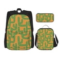 thumbnail image 1 of Naloa Cactus 2 Print Large Capacity Backpack Lunch Bag Pencil Case Combination 3 Piece Set for Student, 1 of 8