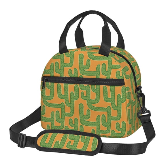 Naloa Cactus 2 Print Lunch Bag for Women & Men Insulated Lunch Box or Cooler Lunch Tote Bags for Work, Travel, Outdoor