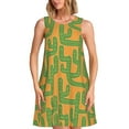 thumbnail image 1 of Naloa Cactus 2 Print Women's Summer Spring Casual Beach Sundress,Vacation Sleeveless Tank Crewneck Loose Dresses, 1 of 7
