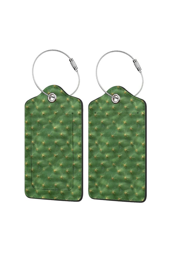 Cactus 3 Luggage Tag for Suitcase Leather Baggage Tag with Stainless Steel Loop Privacy Cover for Women Men Girls-1