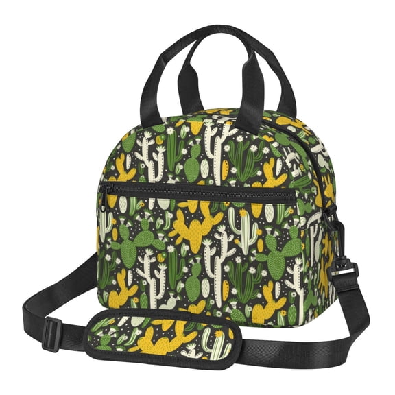 Naloa Cactus 4 Print Lunch Bag for Women & Men Insulated Lunch Box or Cooler Lunch Tote Bags for Work, Travel, Outdoor
