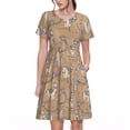 thumbnail image 1 of Naloa Cactus Alpaca Print Womens Summer A-Line Dress with Pockets,Short Sleeve Dresses,Flowy Beach Swing Dress for Vacation Travel, 1 of 6