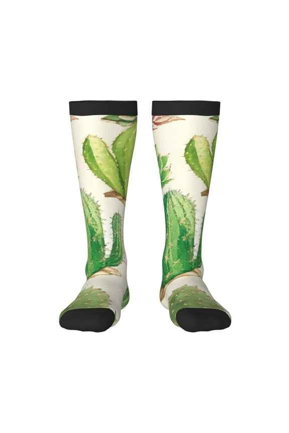 Cactus And Succulent Thigh High Socks Extra Long Stretchy Sock Women Over Knee High Opaque Stocking Daily Wear