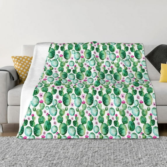 Naloa Cactus Plants Flannel Blankets - Thick and Warm Blanket for Winter, Soft Fuzzy Plush King Blanket for All Seasons60"x50"