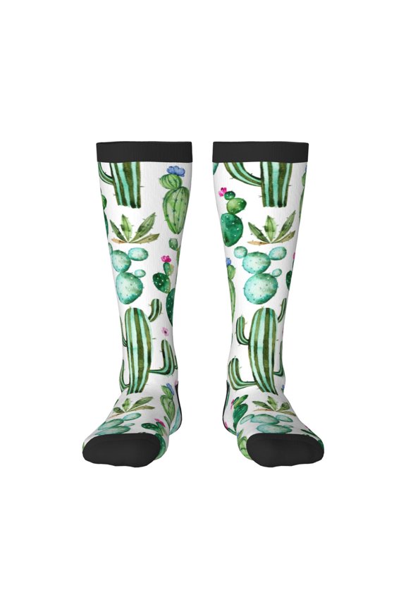 Cactus Plants1 Thigh High Socks Extra Long Stretchy Sock Women Over Knee High Opaque Stocking Daily Wear