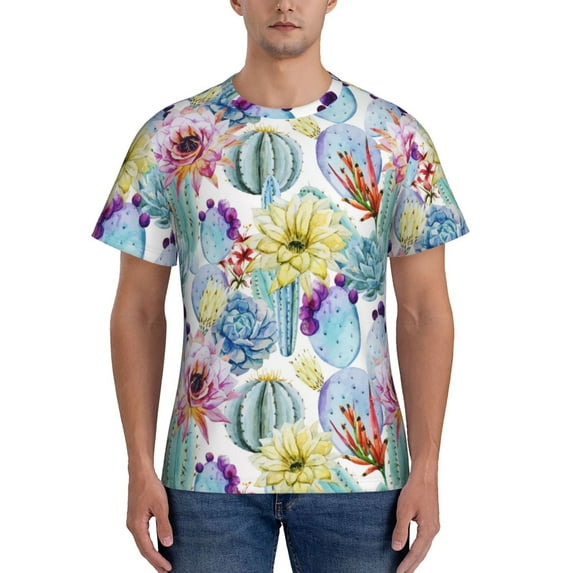 Naloa Cactus1 Men's T-Shirt Sport T-shirt Men's Basic Tee Casual Men's Shirt, Round Neck, Short Sleeves - X-Large