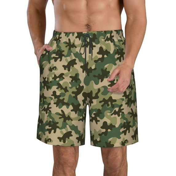 Naloa Camouflag Men's Beach Shorts, Surfing shorts, Swim trunks, Quick Dry Swim Trunks for Surfing Beach Fun - Large