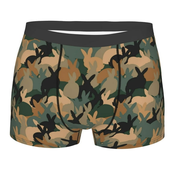 Naloa Camouflage Rabbit Print Mens Underwear - Boxers for Men, Classic Briefs for Men