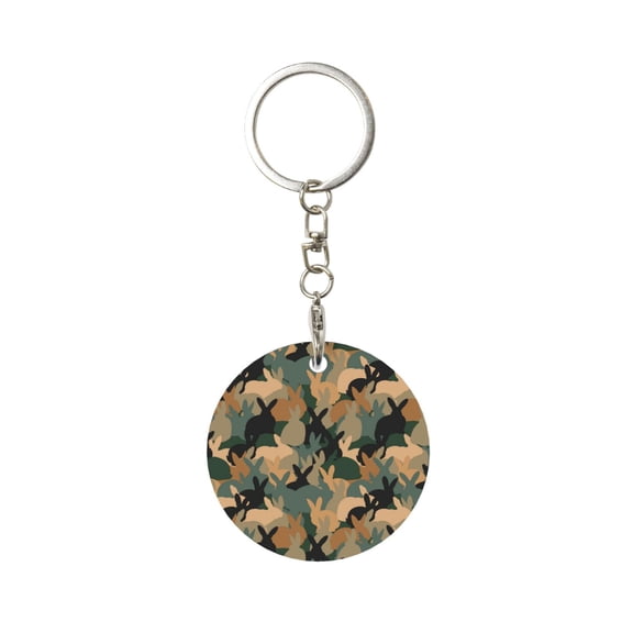 Naloa Camouflage Rabbit Print Round Keychain Keychain Key Ring, Key Tag, Key Chain Bulk for Gift Accessories (Round)
