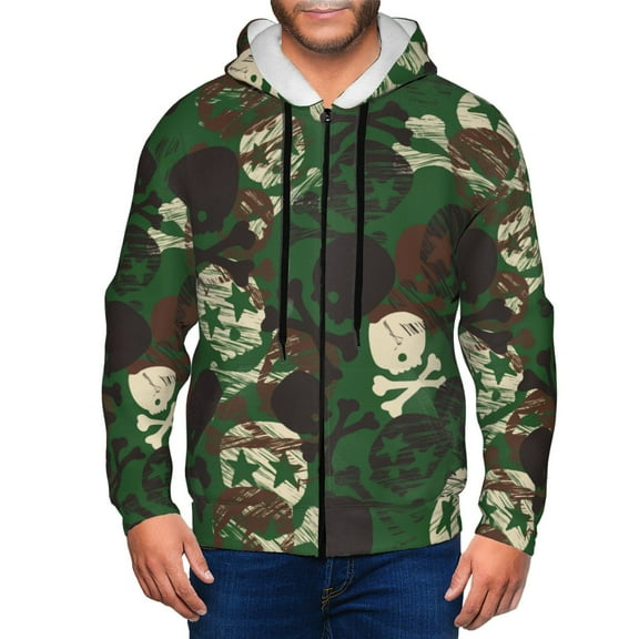 Naloa Camouflage Skull Men’s Hoodies, Zip up Hoodie, Sweatshirts,Hoodies for Men Sizes S-3XL-Large