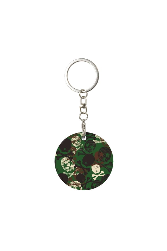 Naloa Camouflage Skull Print Round Keychain Keychain Key Ring, Key Tag, Key Chain Bulk for Gift Accessories (Round)