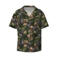 thumbnail image 1 of Naloa Camouflage Skulls Men's Loose Fit Cuban Collar Short-Sleeve Shirt with Button-down and Chest Pocket for Everyday Wear Outings - Large, 1 of 7