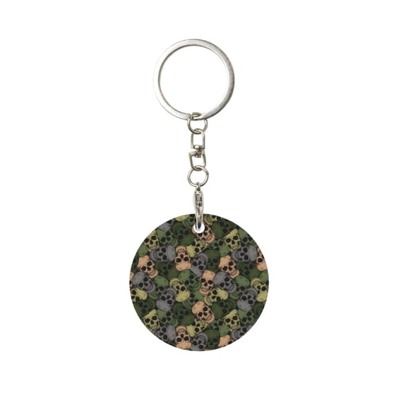 Naloa Camouflage Skulls Print Round Keychain Keychain Key Ring, Key Tag, Key Chain Bulk for Gift Accessories (Round)