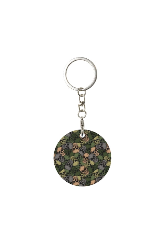Camouflage Skulls Print Round Keychain Keychain Key Ring, Key Tag, Key Chain Bulk for Gift Accessories (Round)