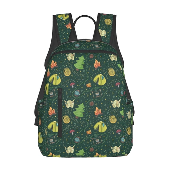 Naloa Camp In The Forest Print Lightweight DayBackpack Suitable for school, work, shopping, travel, etc.