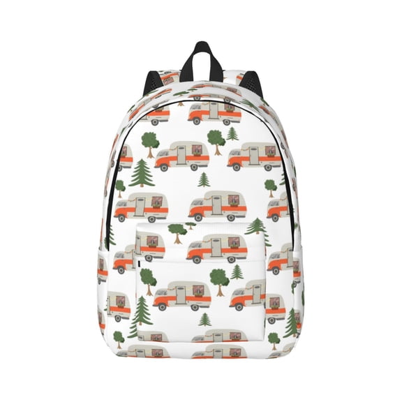 Naloa Camp Van Canvas Backpack for Men Women Rucksack Casual Travel Daypack College Tote Satchel Bookbag for Teens-Small