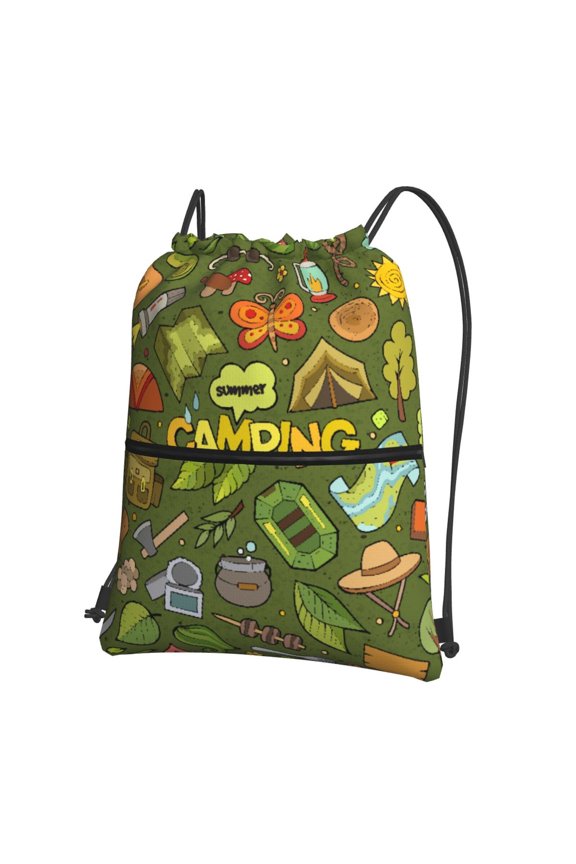Camping 1 Drawstring Backpack String Bag Cinch Water Resistant for Gym Shopping Sport Yoga