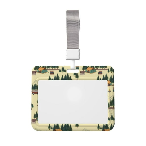 Naloa Camping Caravan 1 Card Badge Holder Work Badge Sleeve for Office, School, Factory, ID Credit Cards, Driver Licenses and Passes