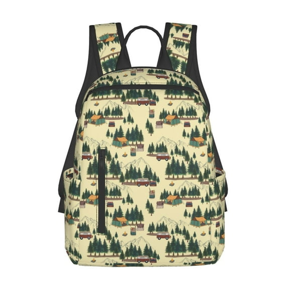 Naloa Camping Caravan 1 Print Lightweight DayBackpack Suitable for school, work, shopping, travel, etc.