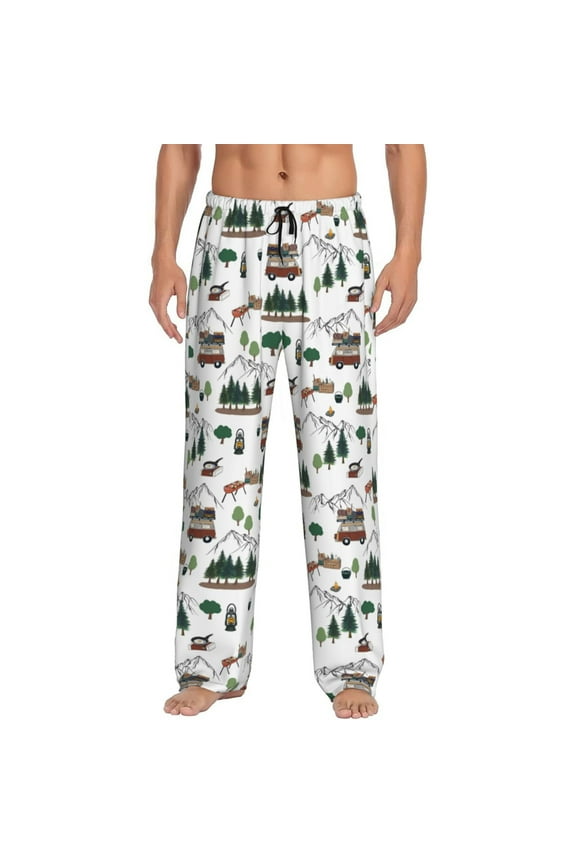 Camping Caravan 2 Pajama Pants Men, PJ Bottoms, Sleep & Lounge Pants-Medium