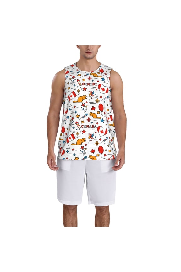 Canada Day Basketball Jersey Reversible Men's Mesh Athletic Sports Shirts Training Practice S-4XLLarge