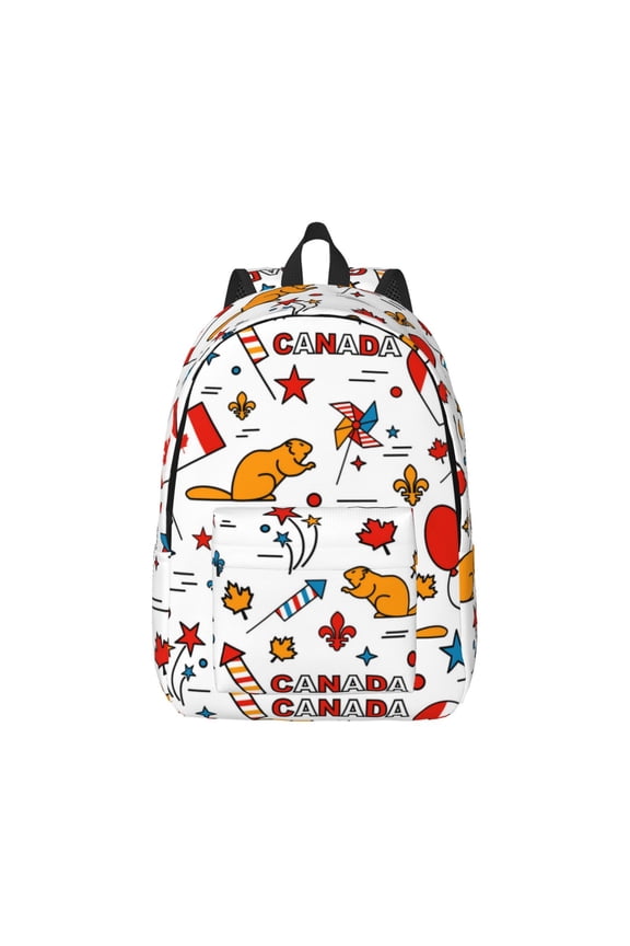 Canada Day Canvas Backpack for Men Women Rucksack Casual Travel Daypack College Tote Satchel Bookbag for Teens-Small