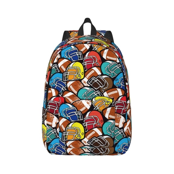 Naloa Canvas Backpack for Men Women American Football Print Rucksack Casual Travel Daypack Large and Small Durable College Tote Satchel Bookbag for Teens