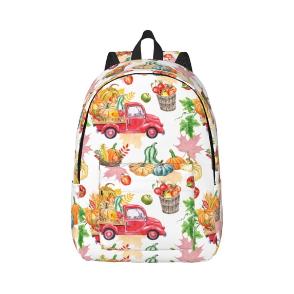 Naloa Canvas Backpack for Men Women Autumn Harvest Truck Print Rucksack Casual Travel Daypack Large and Small Durable College Tote Satchel Bookbag for Teens