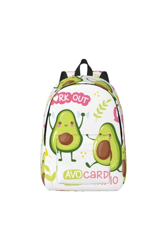 Canvas Backpack for Men Women Avocado Work Out Print Rucksack Casual Travel Daypack Large and Small Durable College Tote Satchel Bookbag for Teens