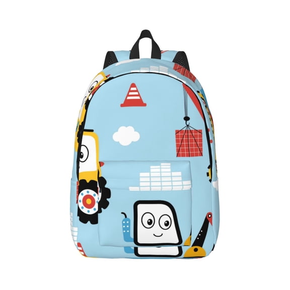 Naloa Canvas Backpack for Men Women Building Truck Print Rucksack Casual Travel Daypack Large and Small Durable College Tote Satchel Bookbag for Teens