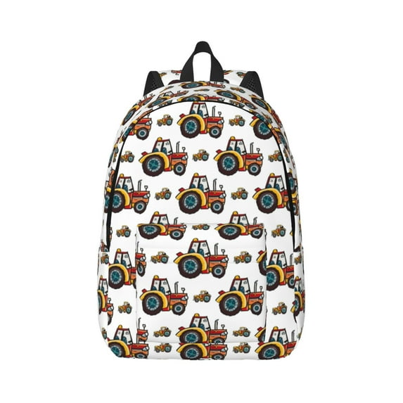 Naloa Canvas Backpack for Men Women Cartoon Tractor Print Rucksack Casual Travel Daypack Large and Small Durable College Tote Satchel Bookbag for Teens