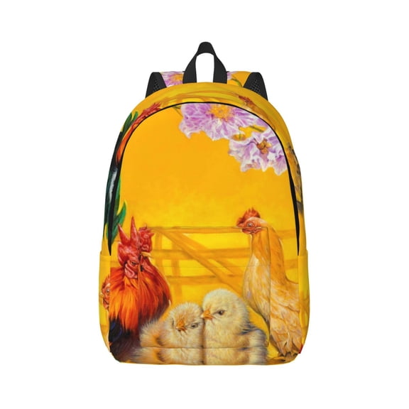 Naloa Canvas Backpack for Men Women The Chicken Family Print Rucksack Casual Travel Daypack Large and Small Durable College Tote Satchel Bookbag for Teens