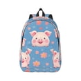 thumbnail image 1 of Naloa Canvas Backpack for Men Women Cute Pig Flowers Print Rucksack Casual Travel Daypack Large and Small Durable College Tote Satchel Bookbag for Teens, 1 of 8